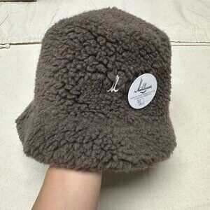 NWT Muhlbauer Fisherman Bucket Hat Taupe Wool Sherpa Fur Warm 58cm
